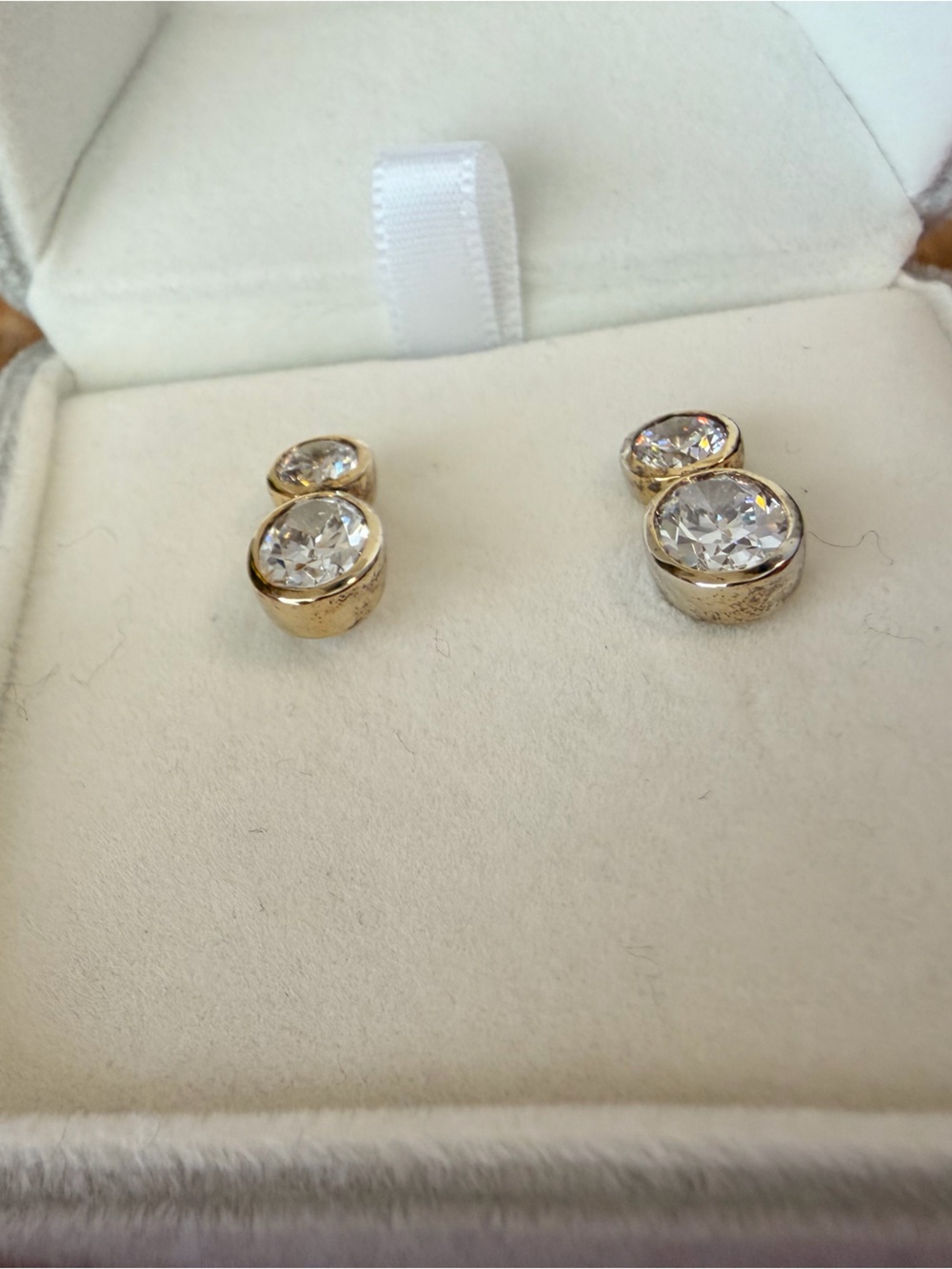 Alexa Leigh “Jordan” Earrings Oval & Circle Studs Pair Vermeil in Box - Picture 7 of 10